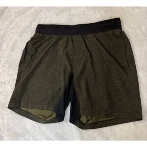 Lululemon Pace Breaker Shorts 7” Inseam Lined Olive Green Black Speckle Men’s M*
